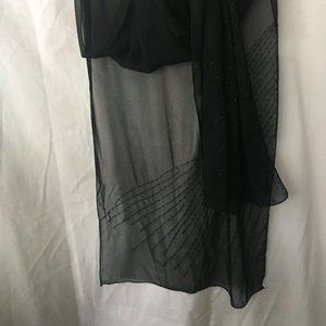 Sheer black beaded scarf